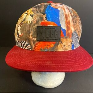 Neff African Safari Zoo Animal Print Snap Back Adjustable Baseball Hat